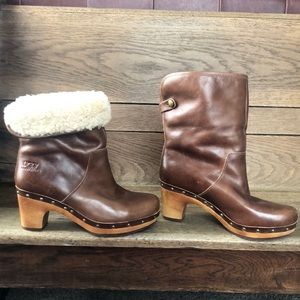 Ugg Boots Lynnea Shearling Wood Heel Size 7